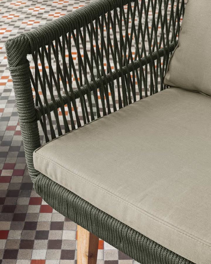 Inti 2 seater sofa with 2 green cord armchairs, FSC 100%