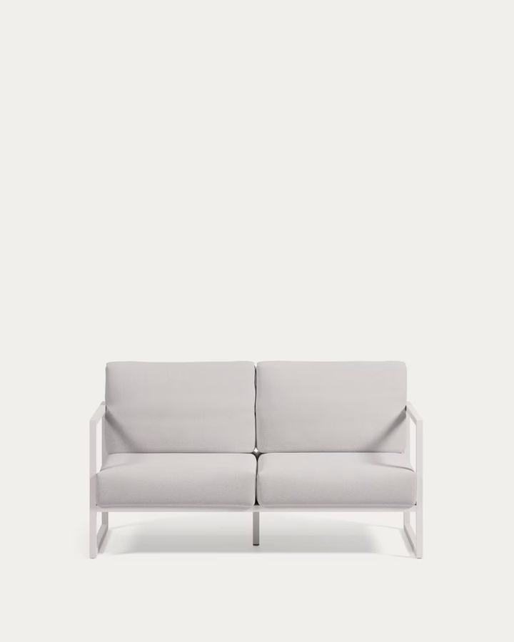 Comova 100% outdoor 2-seater sofa in white and white aluminium, 150 cm