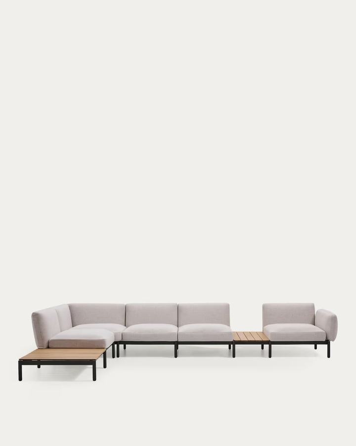 Sorells outdoor modular 5-seater corner sofa with beige upholstery and grey alum