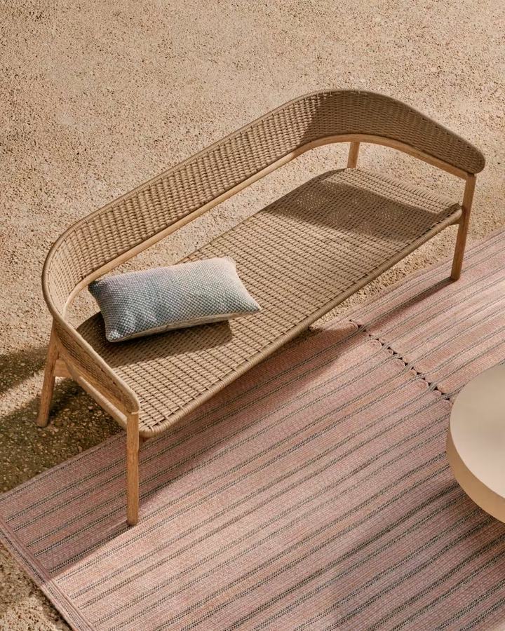 Arinella 3-seater sofa in FSC 100% solid acacia wood with natural finish and bei