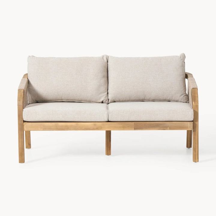 Acacia Wood Garden Lounge Sofa Lu (2-seater), Beige