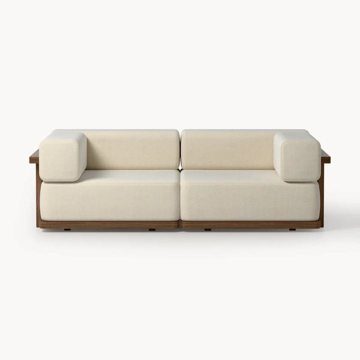 Garden Lounge Sofa Matheus (2-seater), Beige,Brown