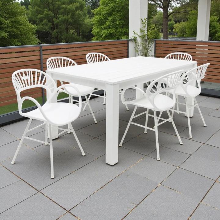 Dallas Fantail 7pc Dining Setting - White