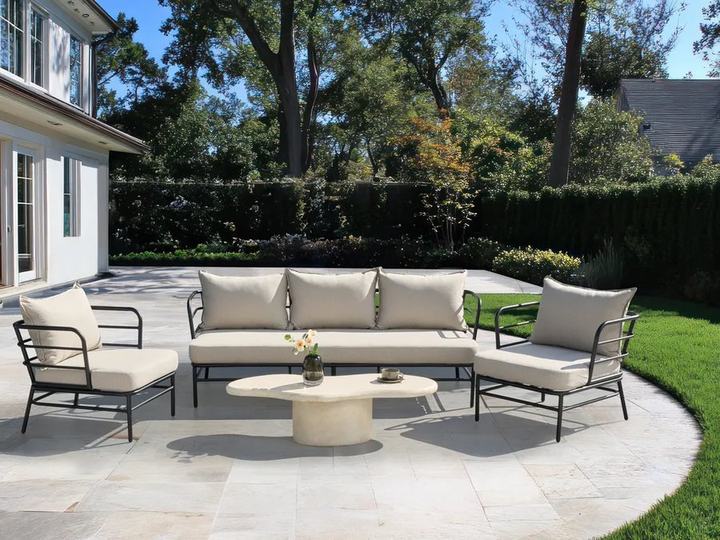 Garden Sofa Set 5 Seater PONZONE Metal Light Beige