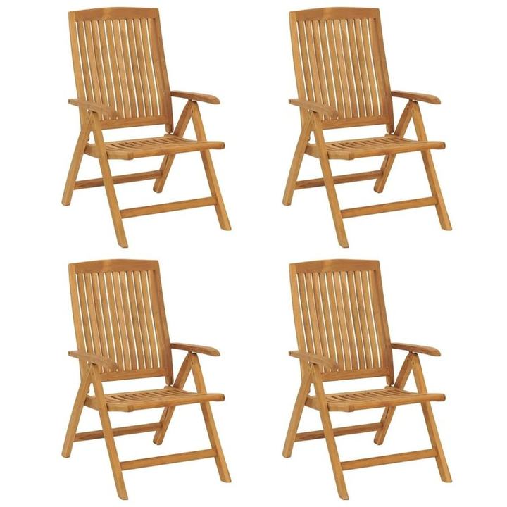 vidaXL Reclining Folding Chairs 4 pcs Solid Wood Teak