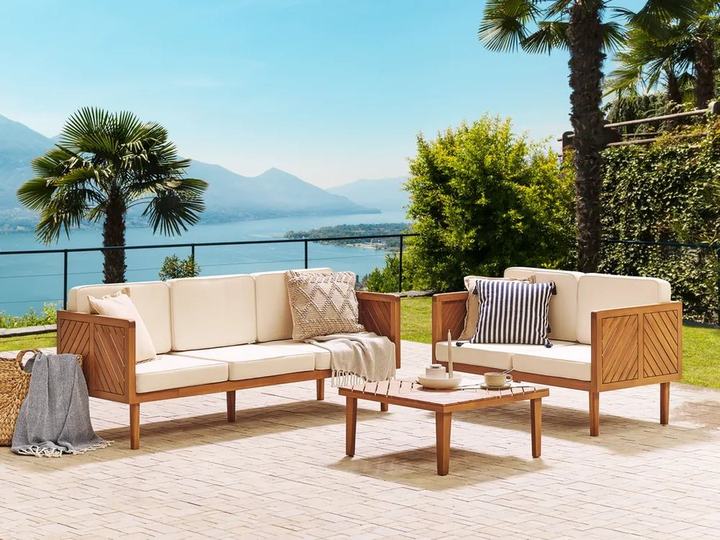Garden Lounge Set with Table 5 Seater BARATTI Acacia Wood Brown