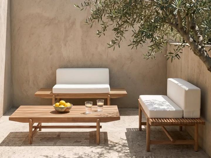 Garden Lounge Set with Table 2 Seater GIAVENO Acacia Wood Off-White